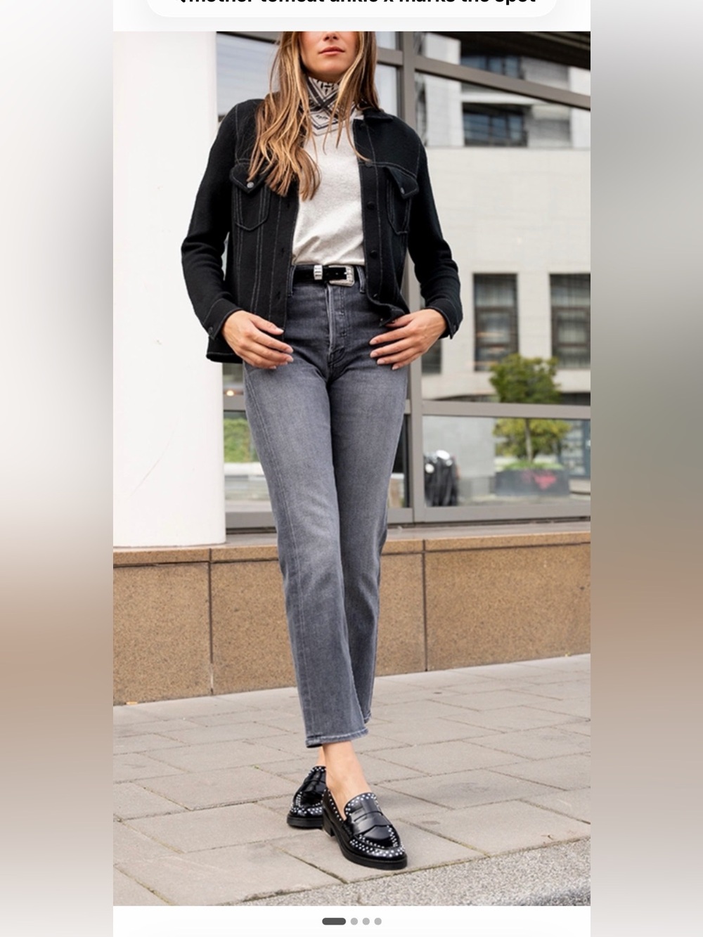 MOTHER Tomcat Gray High-Rise Ankle Straight Jeans 28